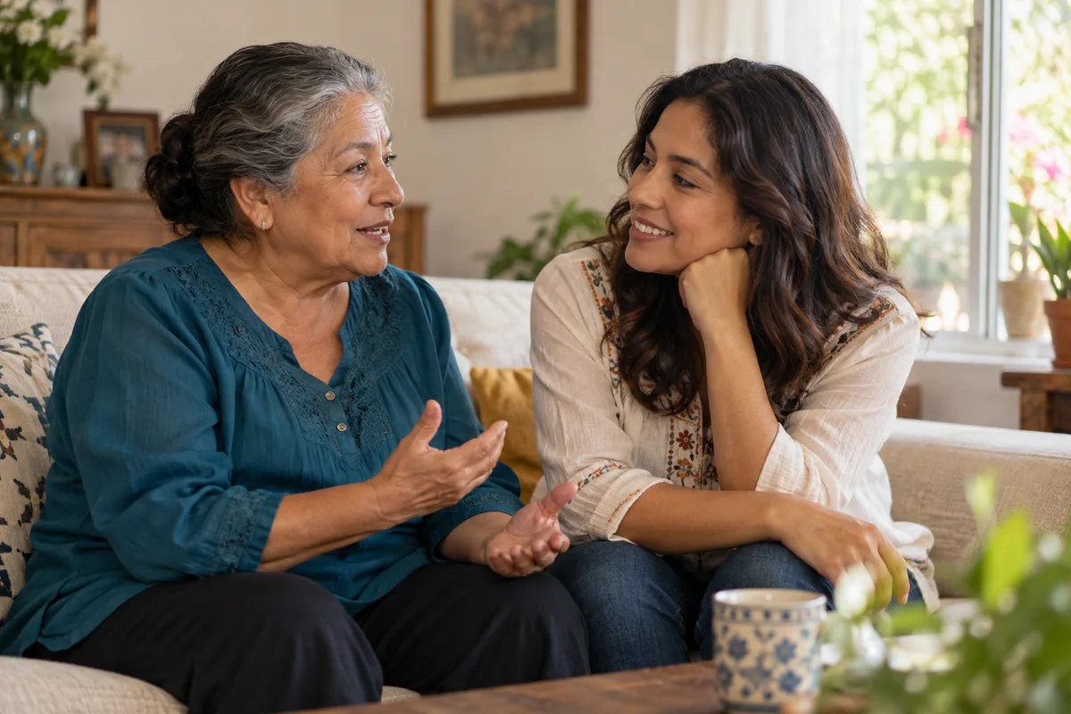 Una madre y su hija comparten una conversación en casa; imagen ilustrativa.